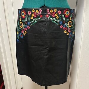 Zara Black Skirt with Colorful Embroidery